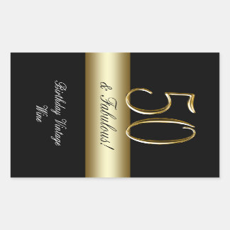 Black Metallic Gold 50e Anniversaire Vin Étiquette