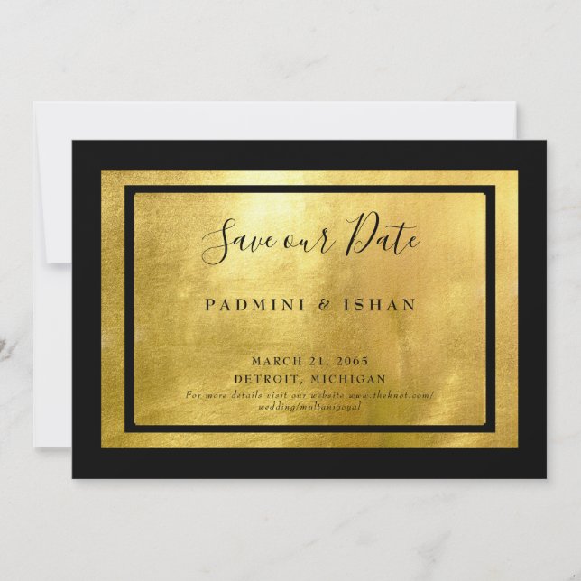 Black & Métallic Or Glam Save The Date (Devant)