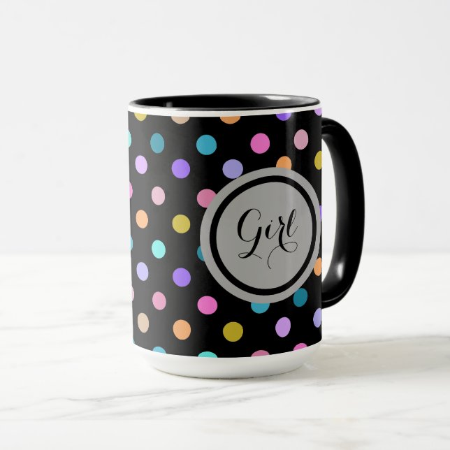 Black mignon partout sur pois fille combo mug (Devant droit)