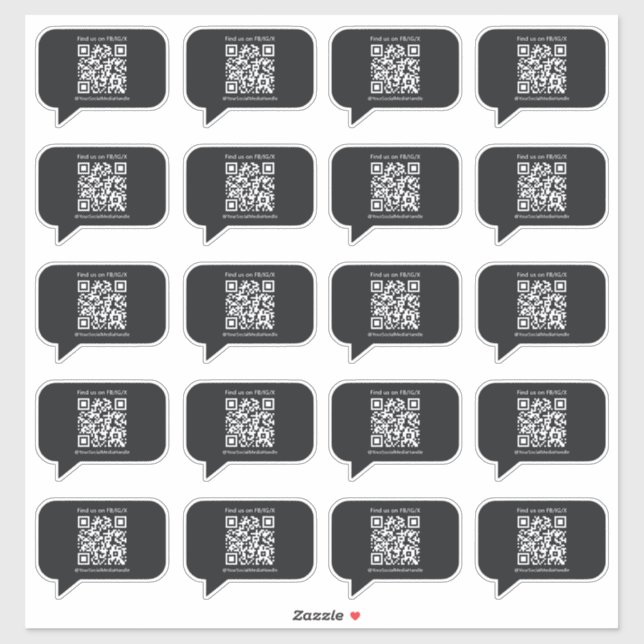 Black Minimalist Speech Bubbles QR Shop Stickers (Feuille)
