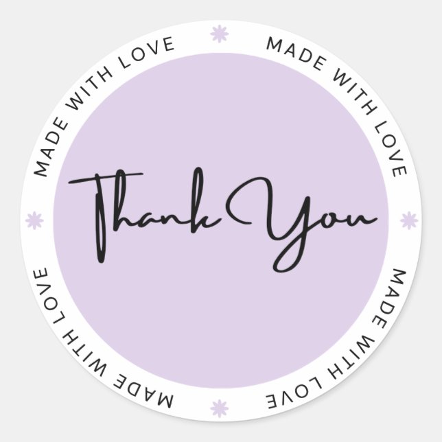 Black Minimalist Thank You Round Sticker (Devant)