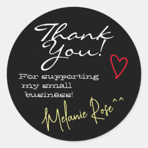 Black Minimaliste Merci Signature Coeur Étiquette