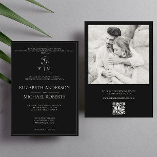 Black Modern Catholique Mariage Invitations Code Q