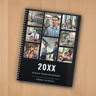 Black Modern Elegant 8 Photo Collage Nom du Modèle