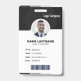Black Modern ID Identification Card Photo Badge