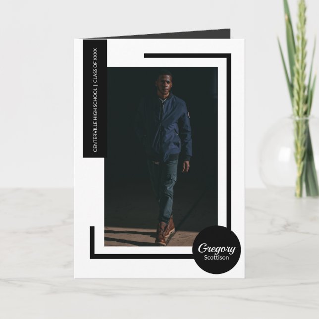 Black Modern Photo Invitation de graduation (Devant)