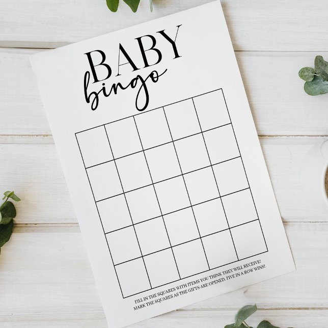 Black Modern Simple Double Sided Baby Shower Game (Créateur téléchargé)