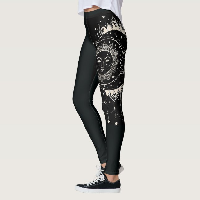 Black Modern Sketch Sport Gym Leggings (Gauche)