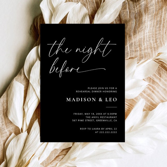 Black Modern Wedding Rehearsal Dîner Invitation (Créateur téléchargé)