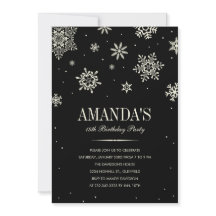 Black Modern Winter Wonderland Invitation d'annive