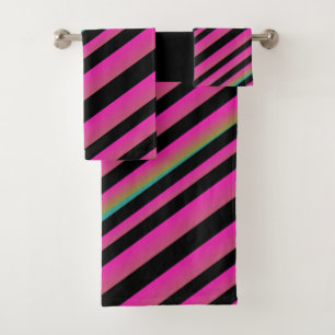 Black Ombre Rainbow Stripes Hot Pink