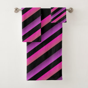 Black Ombre Rainbow Stripes Hot rose violet