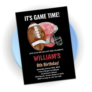 Black One Red Football Invitations Anniversaire