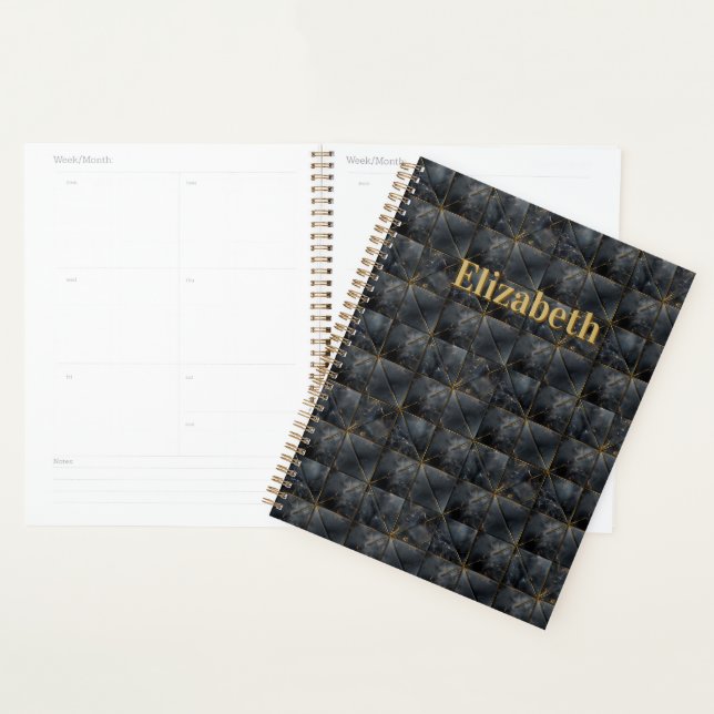Black Onyx Tiled Pattern Name Monogram (Devant avec enveloppe)