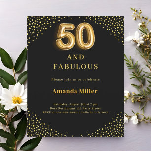 Black or 50ème fabuleuse invitation anniversaire