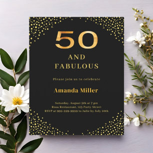 Black or 50ème fabuleuse invitation anniversaire