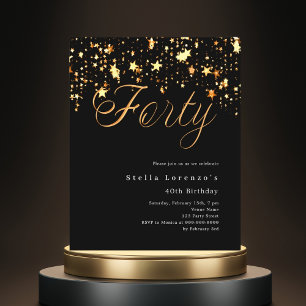 Black or stars budget 40e anniversaire invitation