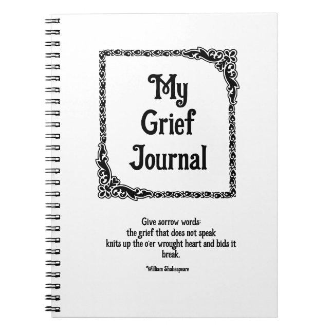 Black Ornate Corners Border Grief Journal (Devant)