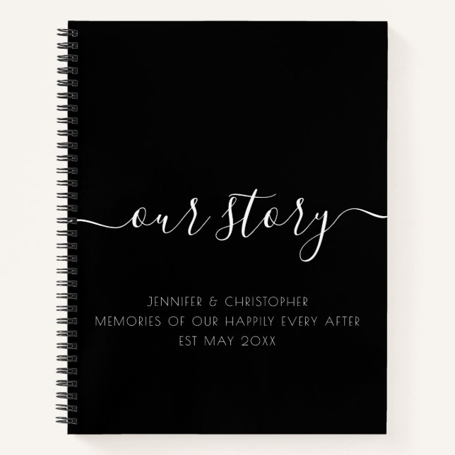 Black Our Story Memories Couples Keepsaké Journal (Devant)