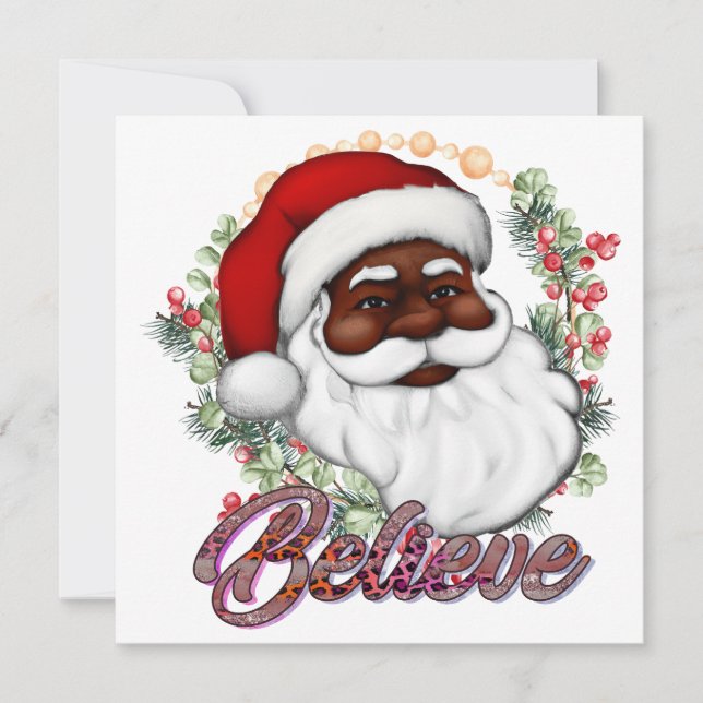 Black Père Noël Believe Melanin Man Christmas Chev (Devant)