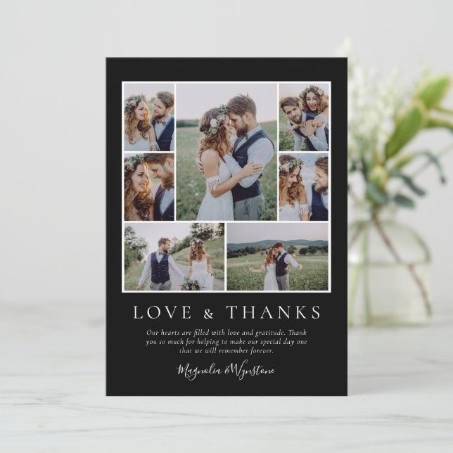 Black Photo Collage Amour et Merci Mariage (Debout devant)
