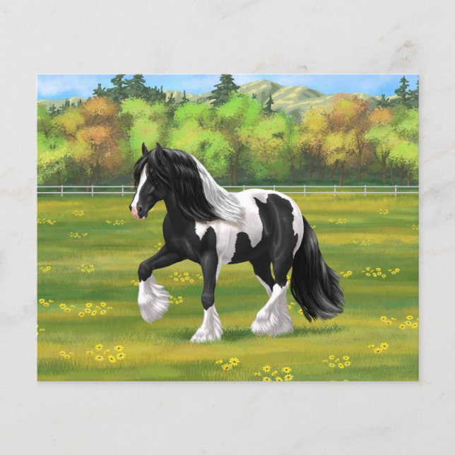 Black Pinto Piebald Gypsy Vanner Draft Horse (Devant)