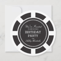 Black Poker Chip Anniversaire Fête Invitation
