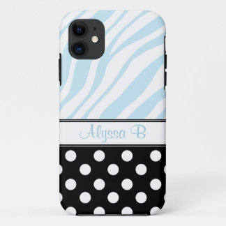 Black Polka Dot Blue Zebra Imprimer iPhone 5 Coque