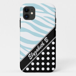 Black Polka Dot Blue Zebra Imprimer iPhone 5 Coque