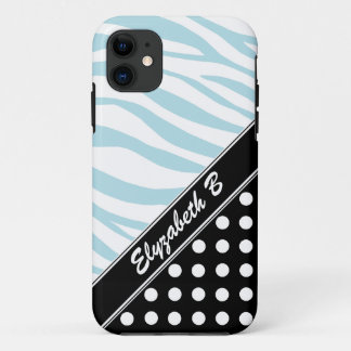 Black Polka Dot Blue Zebra Imprimer iPhone 5 Coque
