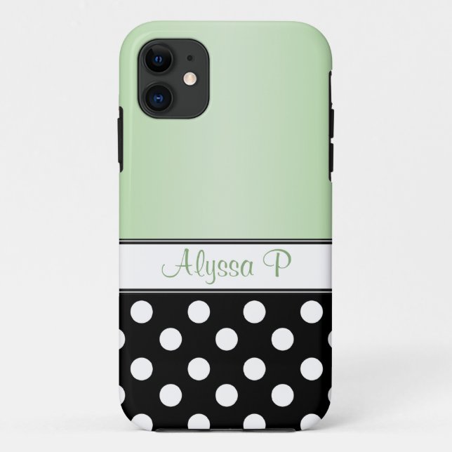 Black Polka Dot Green iPhone 5 Coque (Dos)