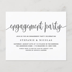 Black Pretty Calligraphy Engagement Invitation