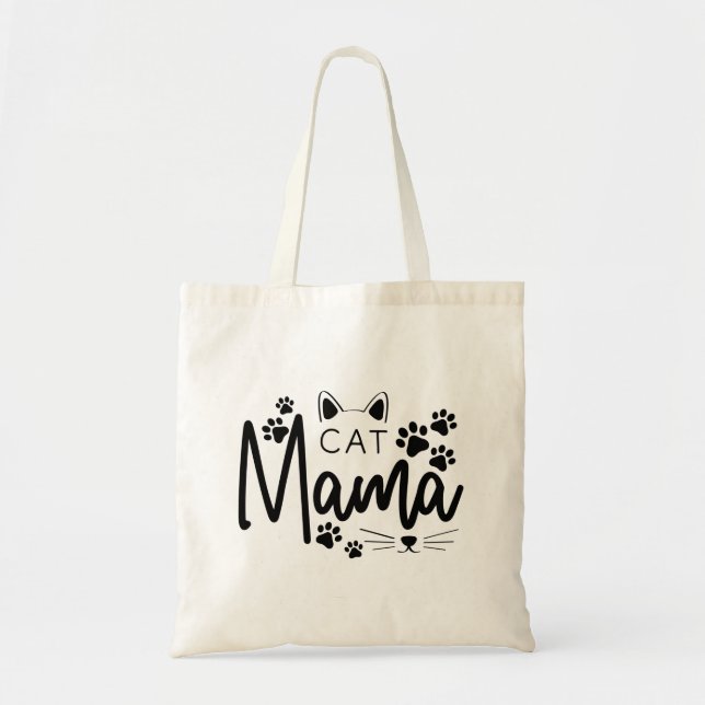 Black Print Cat Mama Paw Art Mat Sac fourre-tout (Devant)
