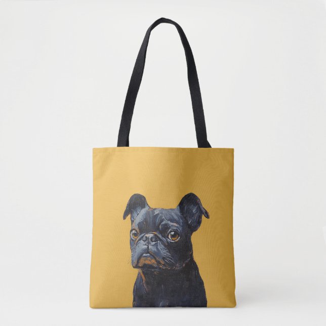 Black Pug Dog Portrait Tote Bag – Cute Pet Lover  (Devant)
