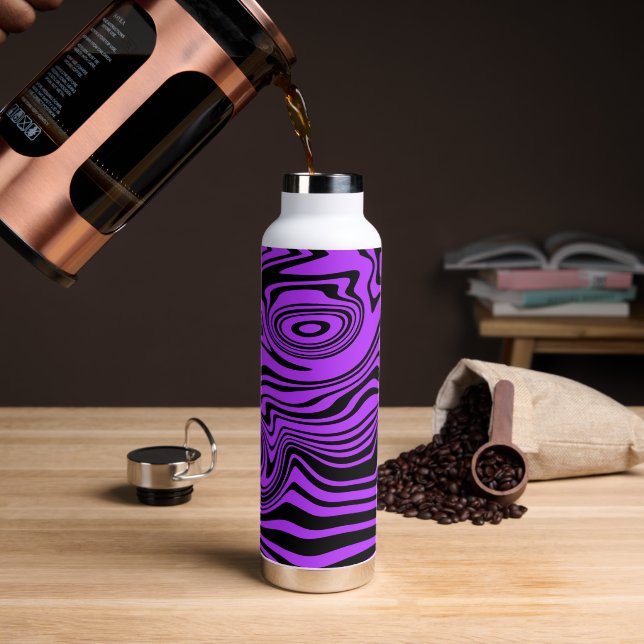 Black Purple Art Waves Bouteille d'eau Choisir la  (Gym)