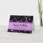 Black Purple Swirls Friend Carte d'anniversaire<br><div class="desc">Jolie et réfléchie carte de voeux pour l'anniversaire de l'ami avec moderne noir et violet tourbillons design et texte de style lettré à la main.</div>