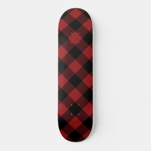 Black Red Buffalo Plaid Check Skateboard Gift