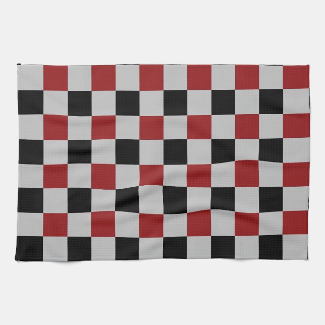 Black Red Check Sport Drapeau Design Serviette de  (Horizontal)