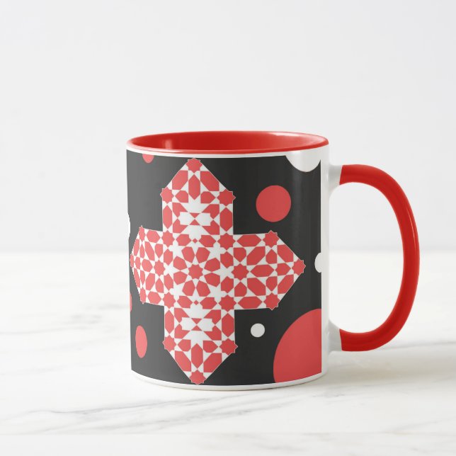 Black & Red Geometric Pattern Mug (Droite)