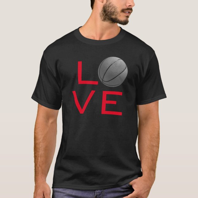 Black Red Love Basketball Sport T-shirt (Devant)
