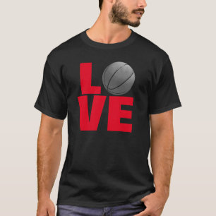 Black Red Love Basketball Sport T-shirt