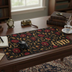 Black & Red Poppy Vintage William Morris Monogramm