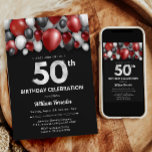 Black Red Silver & White Invitation 50th Birthday<br><div class="desc">Faites une déclaration audacieuse pour votre prochain bain d'anniversaire avec notre Black,  Red,  Silver et White Invitation Suite! Donnez le ton d'une célébration élégante et inoubliable avec ce thème saisissant qui combine élégance classique.</div>