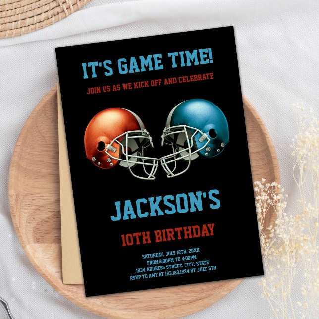 Black Red vs Blue Football Invitations d'anniversa (Black Red vs Blue Football Birthday Invitations)