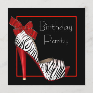 Black Red Zebra Anniversaire des invitations