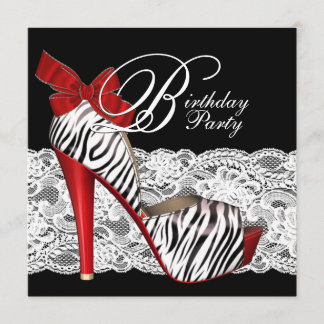 Black Red Zebra Anniversaire des invitations