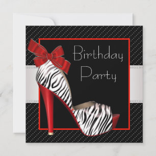 Black Red Zebra Anniversaire des invitations