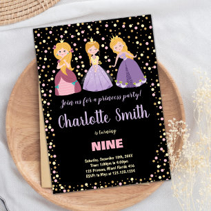 Black Rose Floral Princess Invitations d'anniversa