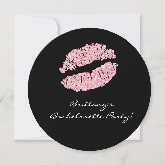 Black Rose Lips Kiss Bachelorette Party Invitation (Devant)