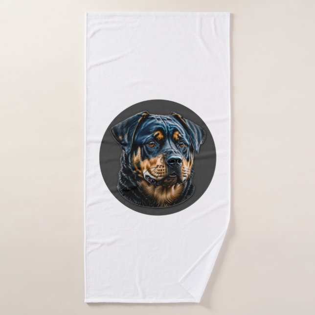 Black Rottweiler (Serviette de bain)
